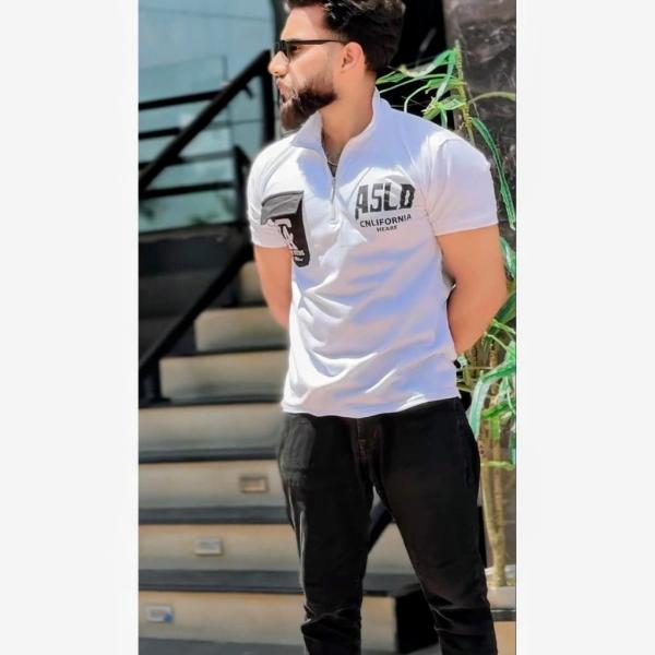 Zipped Stripe Pocket Polo T-Shirt